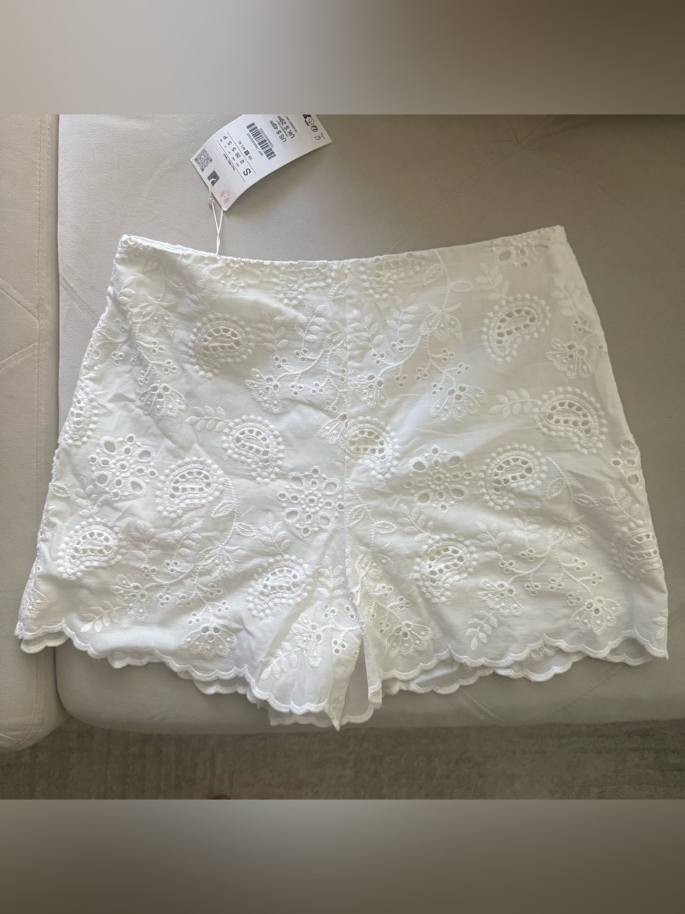 White Eyelet embroidered Shorts